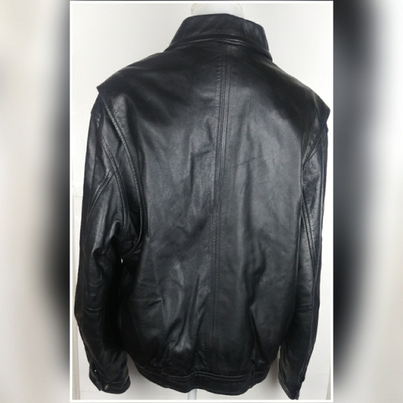 Guess black genuine leather zip up jacket - Picture 3 of 8